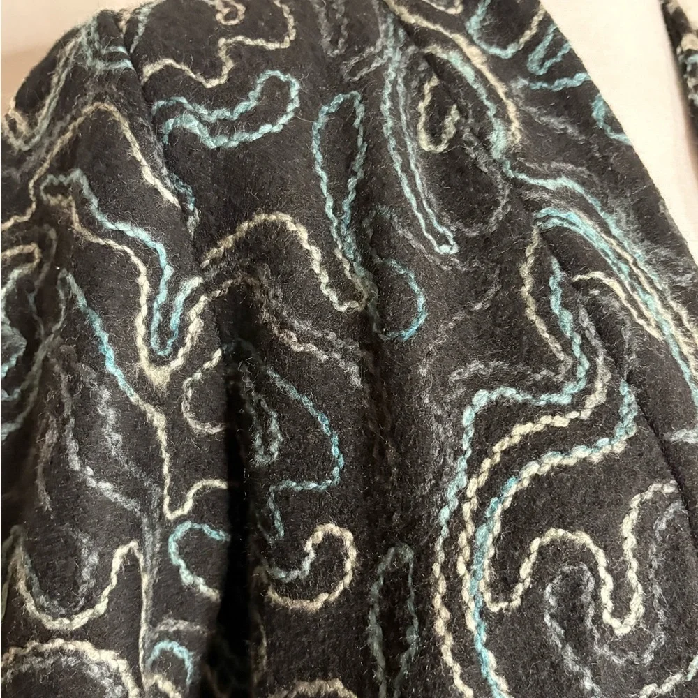 J Jill Women's Open Front Cardigan Sweater Abstract Swirls Wool Blend Size M